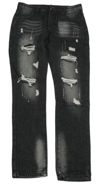 Černo-šedé rifle s dírami 