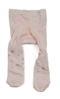 Světlerůžové punčocháče s kytičkami