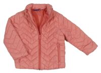 Světlerůžová šusťáková prošívaná zateplená bunda Lupilu