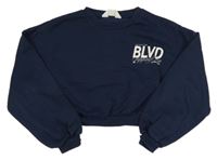 Tmavomodrá crop mikina s nápisem H&M