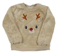 Béžová chlupatá mikina se sobem C&A