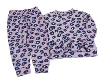 2set- fialové úpletové triko s flíčky+ tepláky 