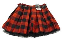 Nové - Červeno-černá kostkovaná skládaná sukně George