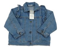 Nové - Modrá riflová bunda s volánkem so cute