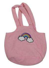 Růžová fleecová kabelka s duhou
