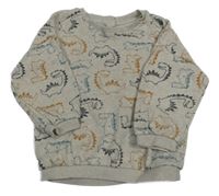 Světlebéžová mikina s dinosaury 