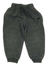 Šedé melírované tepláky s výšivkou Rebel