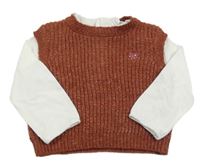 Rezavá pletená vesta se všitou halenkou Obaibi