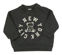 Tmavošedá mikina s medvídkem a nápism H&M