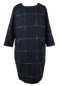Dámské tmavomodro-černo-bílé kostkované vlněné šaty Joules 
