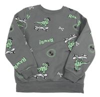 Tmavošedá mikina s dinosaury Primark