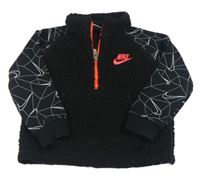 Černá huňatá mikina s logem na rukávech  zn. Nike