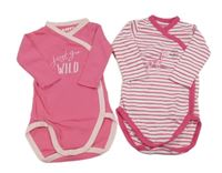 Nové - 2x zavinovací body - růžové s nápisem + pruhované Tchibo