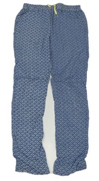 Modro-žluté vzorované volné kalhoty Okaidi