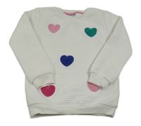 Smetanová žebrovaná mikina se srdíčky Kiki&Koko
