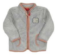 Nové - Šedá chlupatá propínací mikina s nášivkou S. Oliver