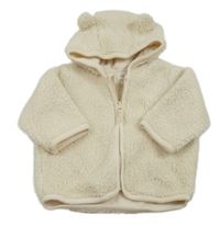 Smetanová huňatá podšitá propínací mikina s kapucí H&M