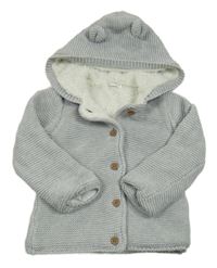 Šedý propínací zateplený svetr s kapucí F&F