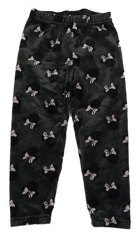 Tmavošedé plyšové pyžamové kalhoty s Minnie Disney