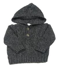 Tmavošedý melírovaný vzorovaný svetr s kapucí M&Co