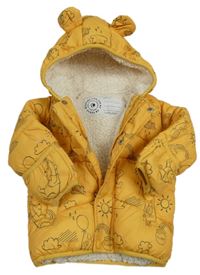 Pomerančová šusťáková zimní bunda s Púem a kapucí George