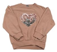 Starorůžová mikina se srdcem z flitrů Next