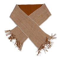 Rezavo-bílá melírovaná šála s třásněmi 