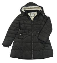 Černý šusťákový zimní kabát s kapucí M&S