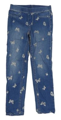 Modré džegíny s motýlky H&M
