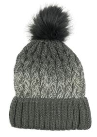 Šedo-bílá čepice s bambulí 