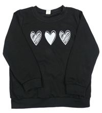 Černá mikina se srdíčky Shein