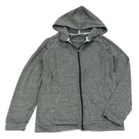 Tmavošedá melírovaná sportovní propínací mikina s kapucí 