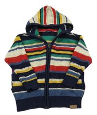 Barevný pruhovaný propínací svetr s kapucí Next