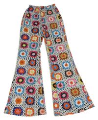 Šedo-černo-barevné vzorované flare kalhoty Shein