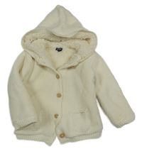 Smetanový propínací zateplený svetr s kapucí Kiabi