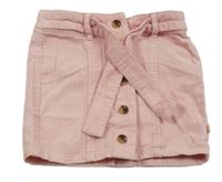 Světlerůžová manšestrová propínací sukně s páskem Okaidi