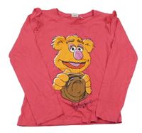 Růžové triko s medvídkem a volánky Disney