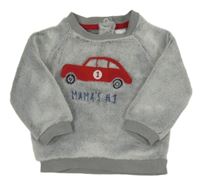 Šedá chlupatá mikina s autem C&A
