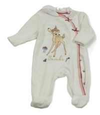 Smetanovo-růžový sametový overal s Bambim a volánkem PRIMARK