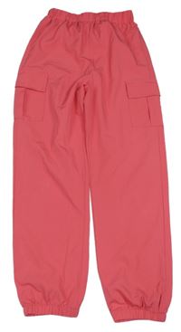 Růžové cargo cuff šusťákové kalhoty 