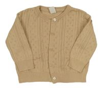 Béžový propínací svetr s perforovaným vzorem H&M