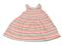 Bílo-neonové pruhované bavlněné šaty Primark