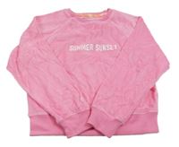 Růžová sametová mikina s nápisem