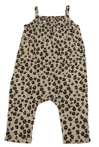 Béžovo-černý leopardí kalhotový overal H&M