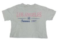 Bílé crop triko s nápisem Zara