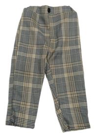 Černo-bílo-hořčicové kostkované lehké kalhoty Shein