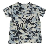 Světle-tmavomodro-bílé vzorované tričko s listy Jack & Jones