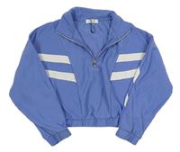 Modrá žebrovaná crop mikina s proužky Primark