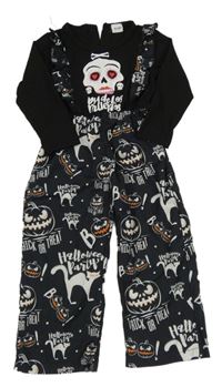Černý halloweenský overal s obrázky 