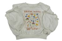 Bílá oversize mikina s kytičkami a volánky Matalan